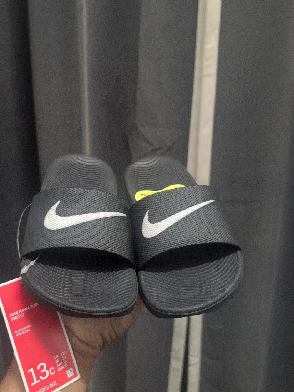 Nike Kawa Slide Sandals Black/White Size 13C NWOB